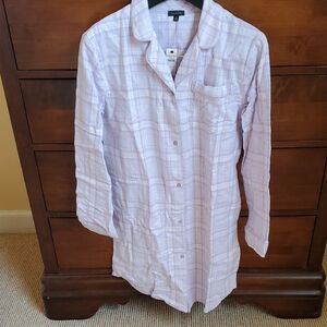 NEW Talbots Purple Plaid Cotton PJ Sleep Shirt Size XS